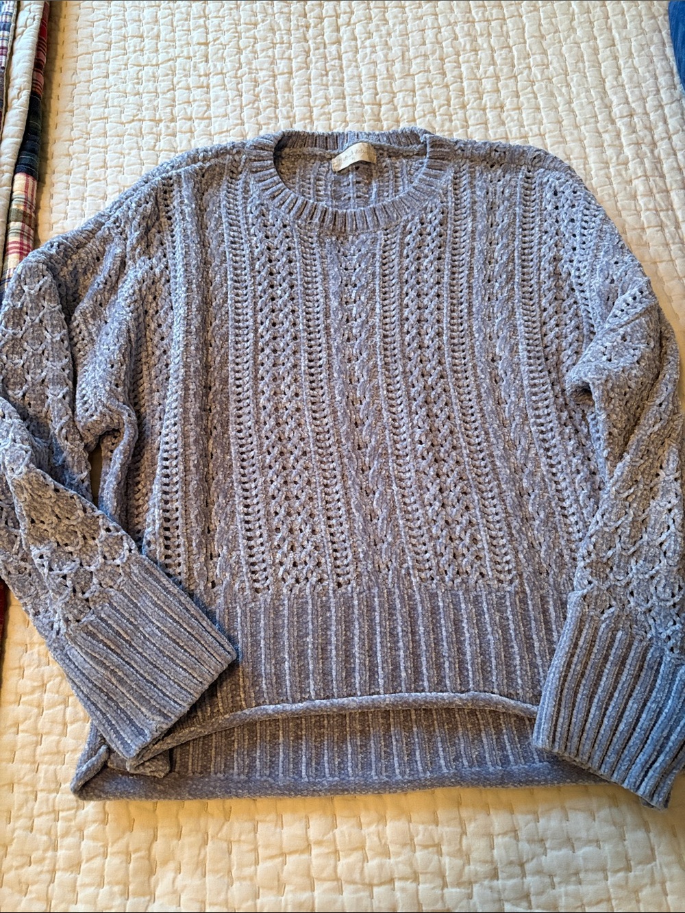 Altar'd State Light blue gray Open-Knit Crewneck Sweater